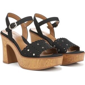 NWB Naturalizer Kira Block Heel Square Toe Platform Sandals Size 8.5 BLACK